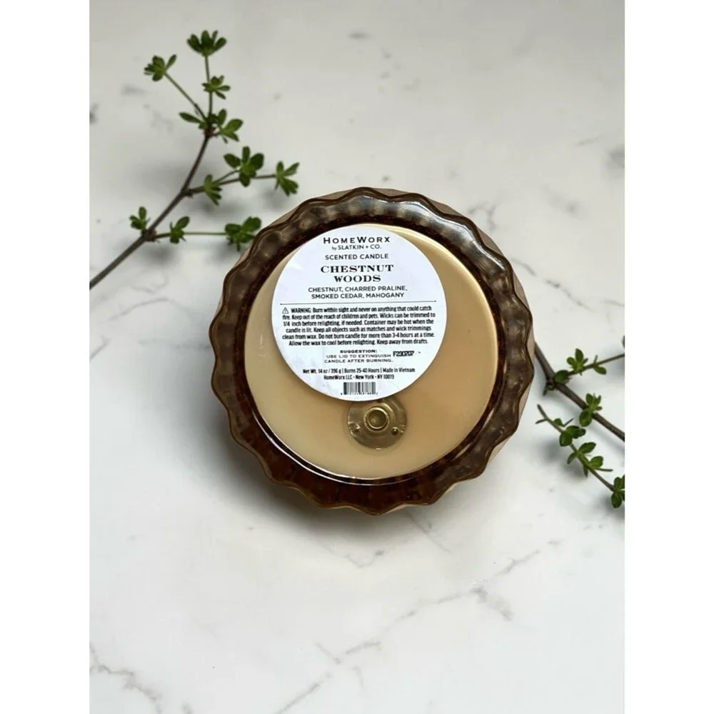 🆕 HomeWorx by Harry Slatkin Winter Woods Collectible Candle in Chestnut Woods
